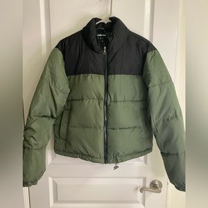 Charlotte Russe Puffer Coat Olive & Black Size Small